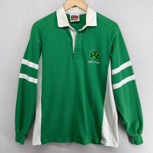 Barbarian Other - NOTRE DAME Shirt Mens L 90s BARBARIAN RUGBY Fighting Irish Shamrock Cotton Green